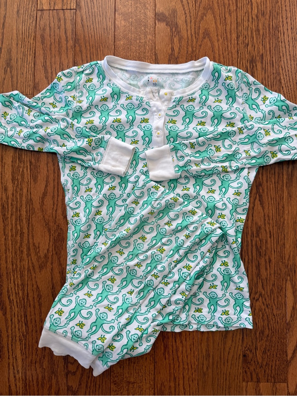 Roller Rabbit Kids Green Monkey Print PJ’s - size 10